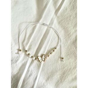 White butterfly beaded friendship bracelet